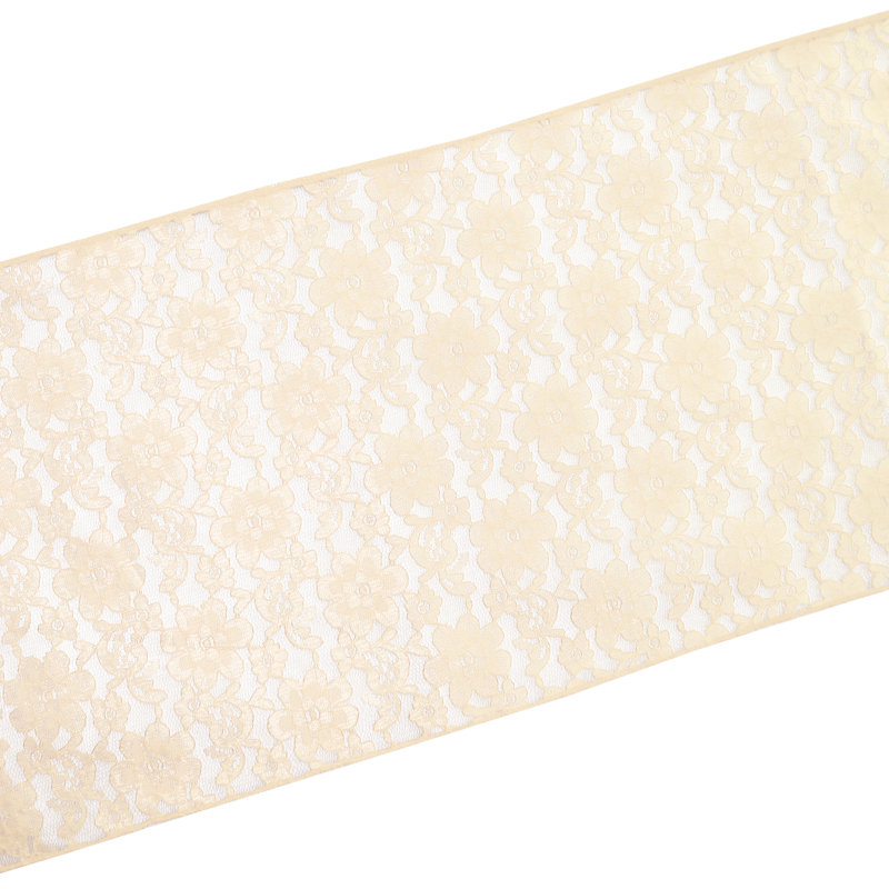 Bagdonas Floral Lace Table Runner, 12" W x 144" L, Champagne