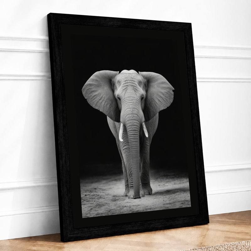 Elephant Face Modern - Framed Print, Black, A3 - 42.0 x 29.7 cm