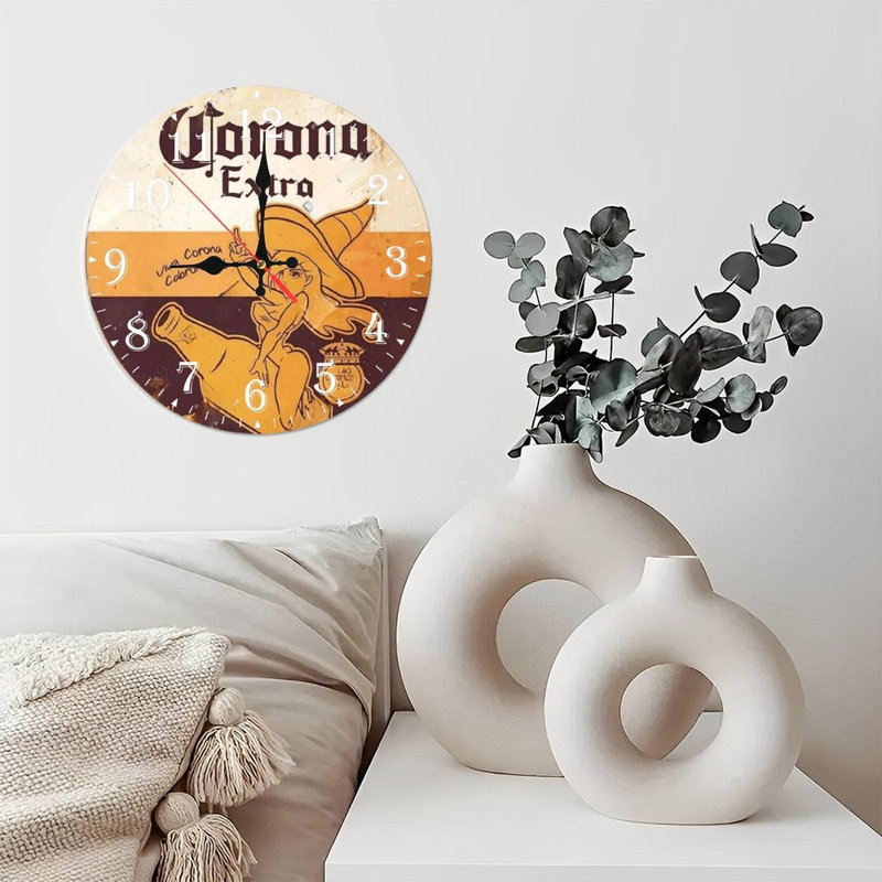 Horloge murale en bois 10 po, mouvement silencieux, à piles (piles AA non incluses), décor artistique, parfait pour les décorations