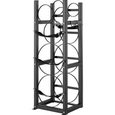 Refrigerant Tank Storage Rack, 2 X 30lbs And 3 Small Tanks, 325x330x928 Mm, Carbon Steel, Tilted Shelves For Nitrogen Bottle 12.79x12.99x36.53 Inch, Secure Stable