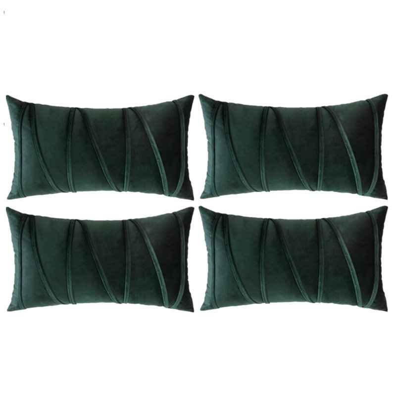 Housses de coussin rectangulaires en velours, Vert foncé