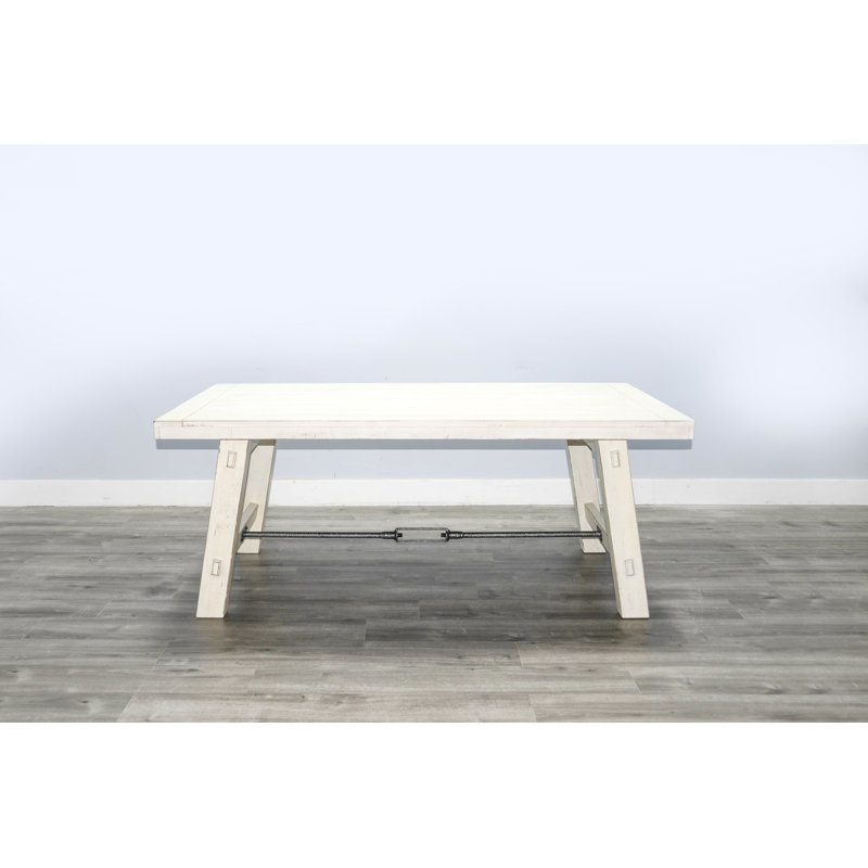 Rackwon Mahogany Solid Wood Dining Table, White Sand