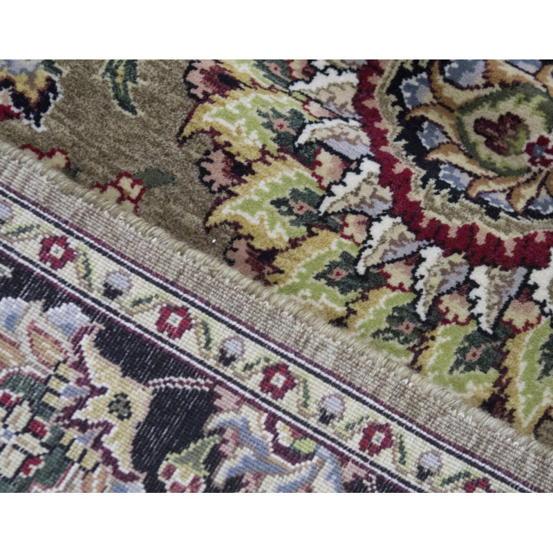 Tapis ivoire, rouge et noir noué à la main de haute qualité