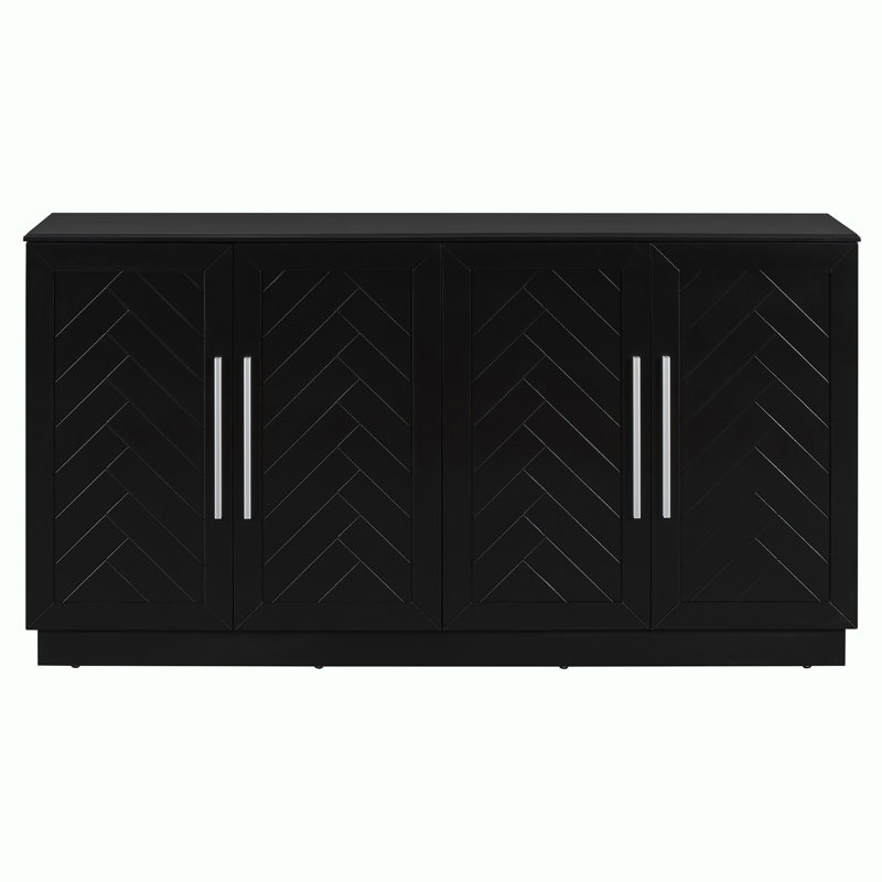 Console avec rangement et armoire de rangement, Noir, noir, noir, noir