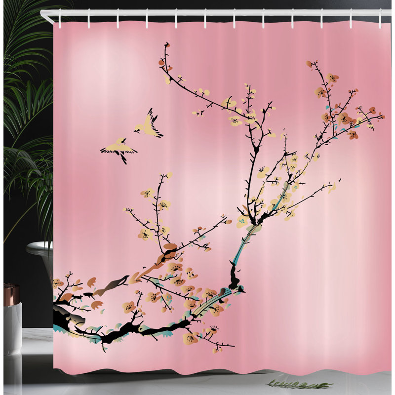 Ensemble de rideau de douche et crochets de la nature, H 70 po x l 69 po, Rose