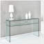 Console en verre, console en verre trempé transparent avec bureaux à bords arrondis, table de canapé