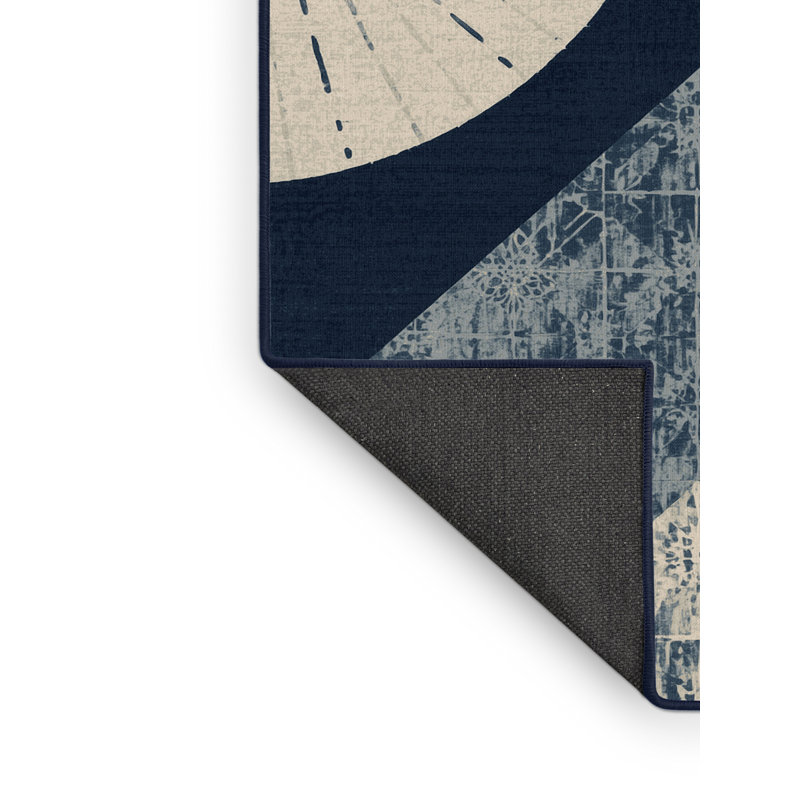 Tapis moelleux moelleux à imprimé bloc Elbridge, Rond 3 pi