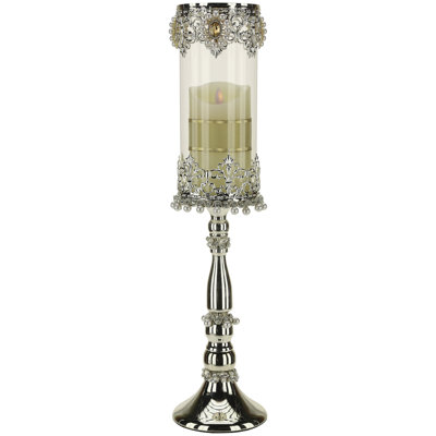 Jeweled Hurricane Pillarholder, Large - 21 Inches