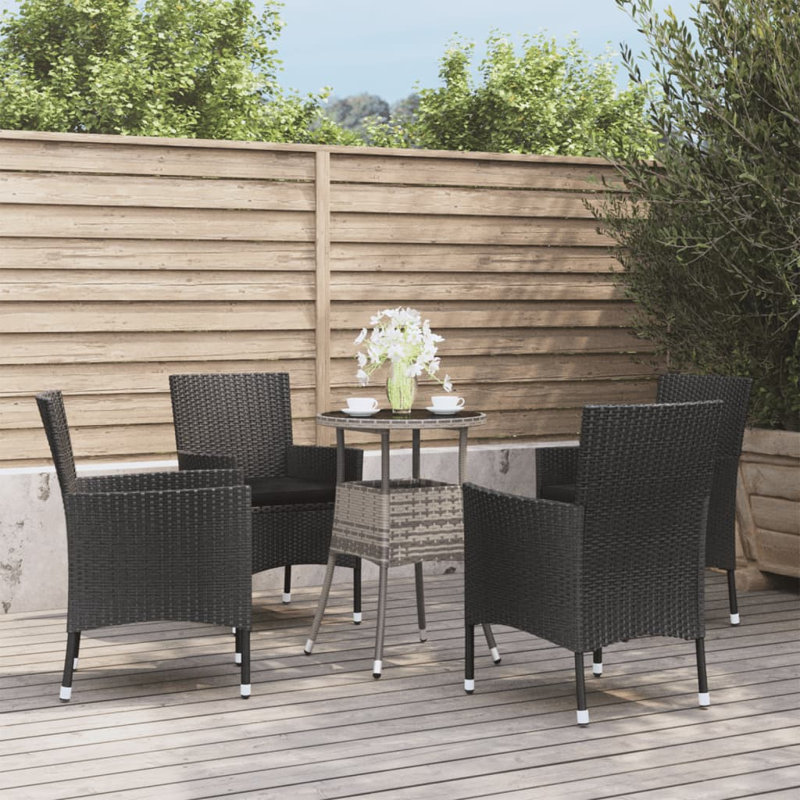 Ensemble bistro extérieur avec coussins Tymier, 4, Blanc / beige