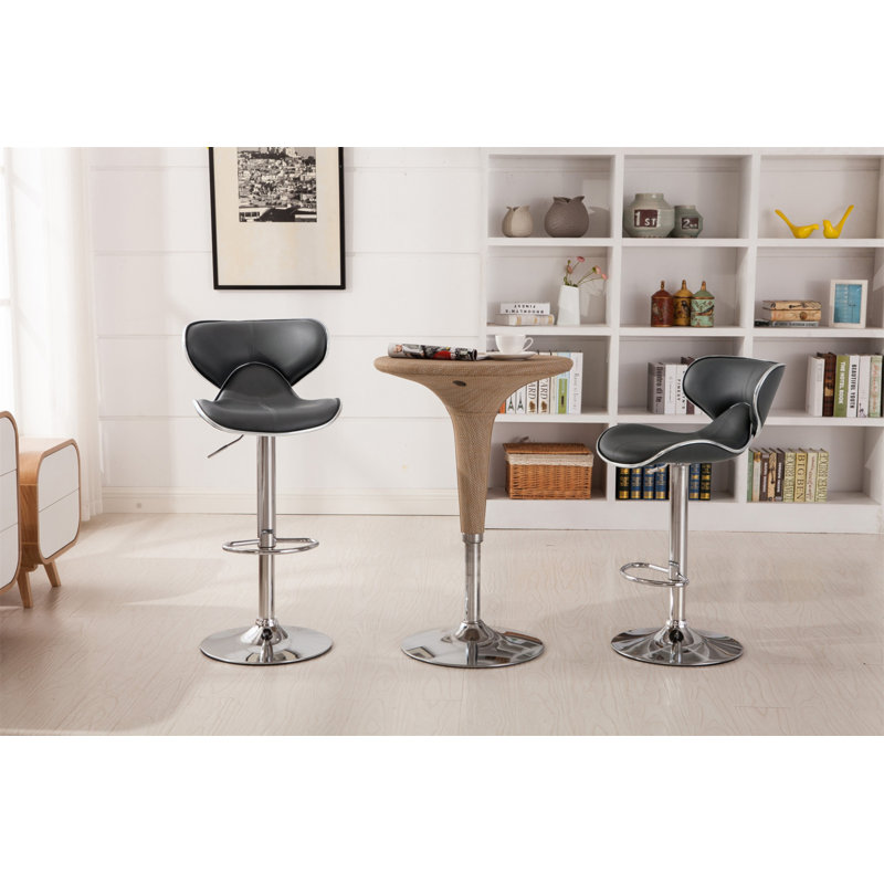 Ensemble de 2 tabourets pivotants réglables Masaccio avec base chromée Airlift, Gris