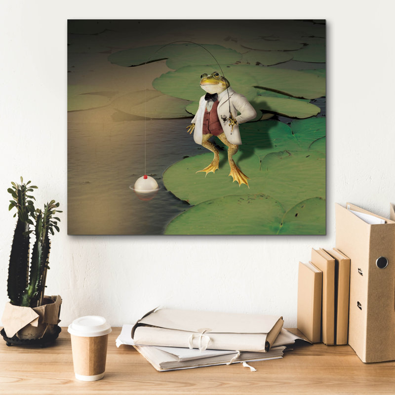 «Epog Graffiti» «Frog Fishing» par John Hovenstine, art mural sur toile, 24 po x 20 po, H 20 po x l 24 po