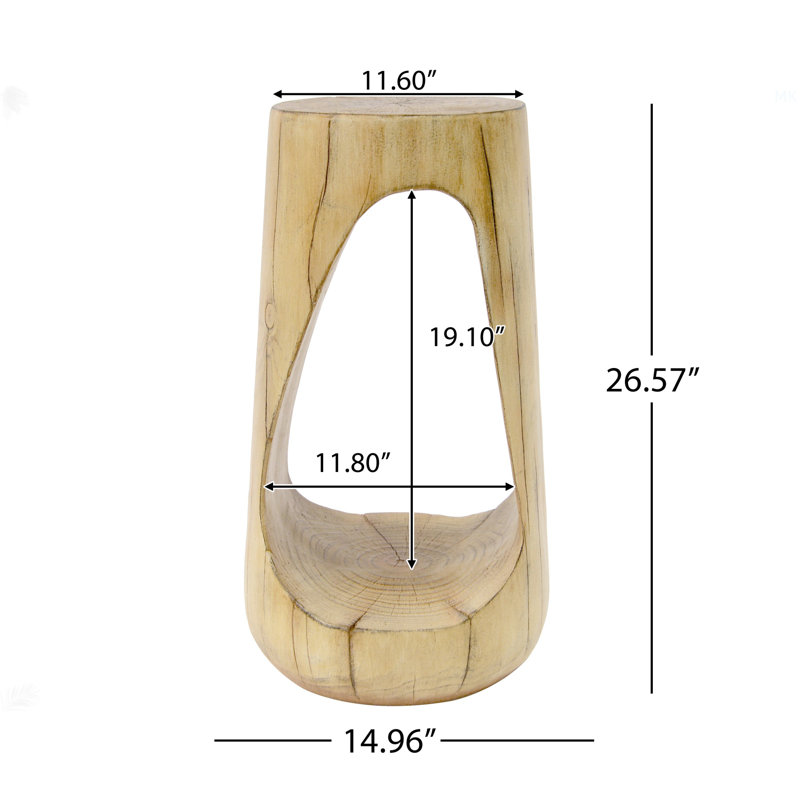 Table d'appoint d'extérieur, table de bout à conception creuse, table de tabouret de jardin de patio, table d'appoint décorative pour terrasse de balcon de plage, béton léger, texture semblable au bois