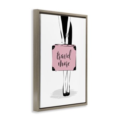 Travel More & Suitcase Framed Floater Canvas by Martina Pavlova