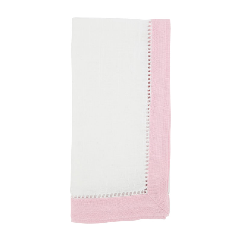 Umana Color Block Charm Two-Tone Hemstitch Napkin (Set Of 12) 20S, Pink