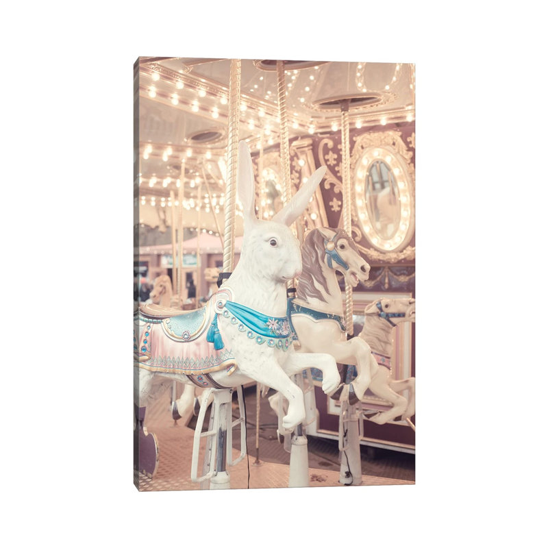 Rabbit Carousel - Wrapped Canvas Print, 66.04 cm H x 45.72 cm W x 1.91 cm D