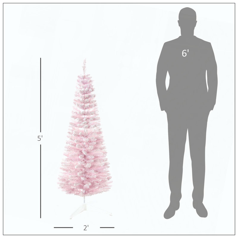 Arbre de Noël enneigé avec flocons de neige - Arbre de Noël mince avec branches réalistes, base en plastique pour la décoration intérieure