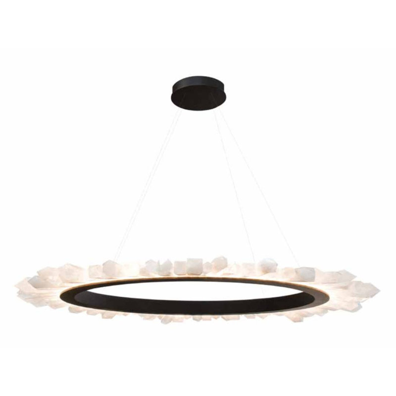 PS9058 LUSTRE PETRA SOLE, Diamètre de 16 po x B 2 po x H 36 po, Améthyste, Antique Bronze