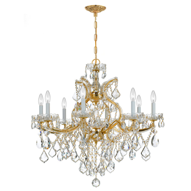 Lustre classique / traditionnel à 8 lumières de style bougie Wehr, Or / Swarovski Spectra