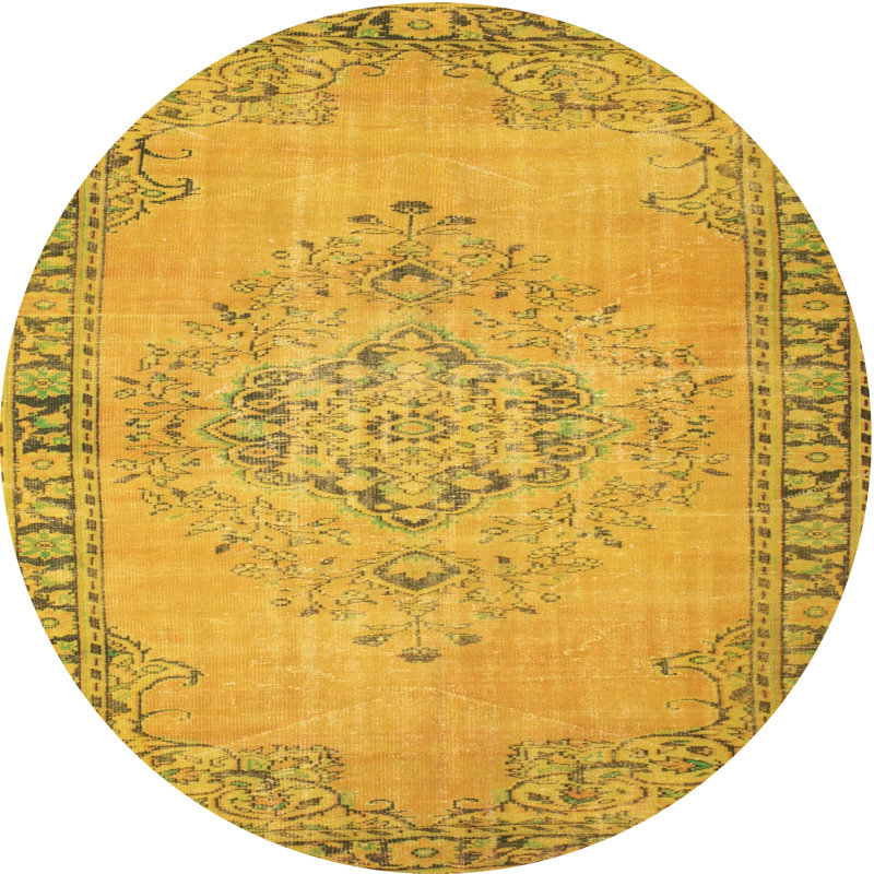 Tapis contemporain jaune, Rond 6 pi