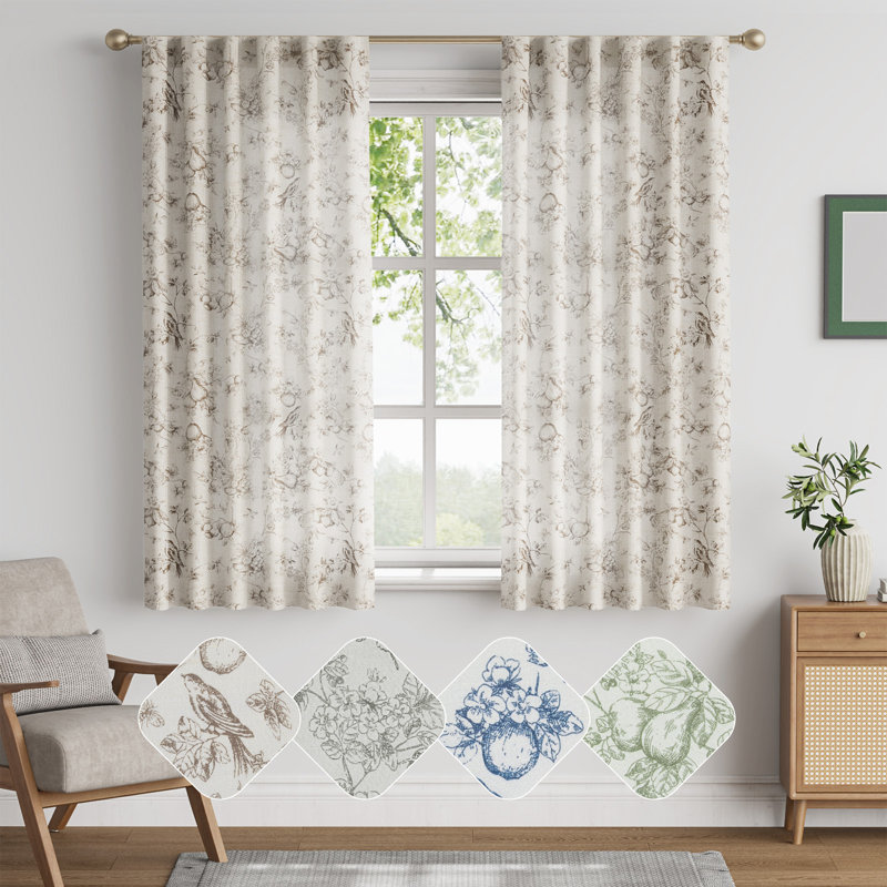 Panneaux de rideaux semi-transparents en lin, L 50 po x L 63 po, Taupe