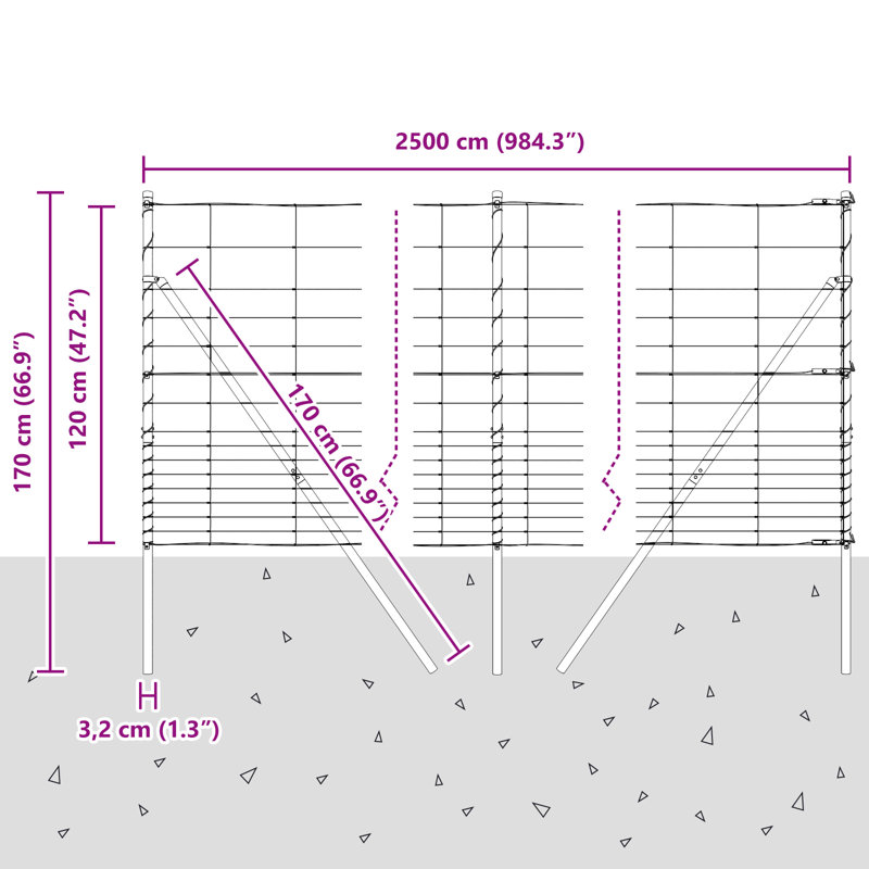 Field Fence Galvanised Steel, 120cm H x 2500cm W