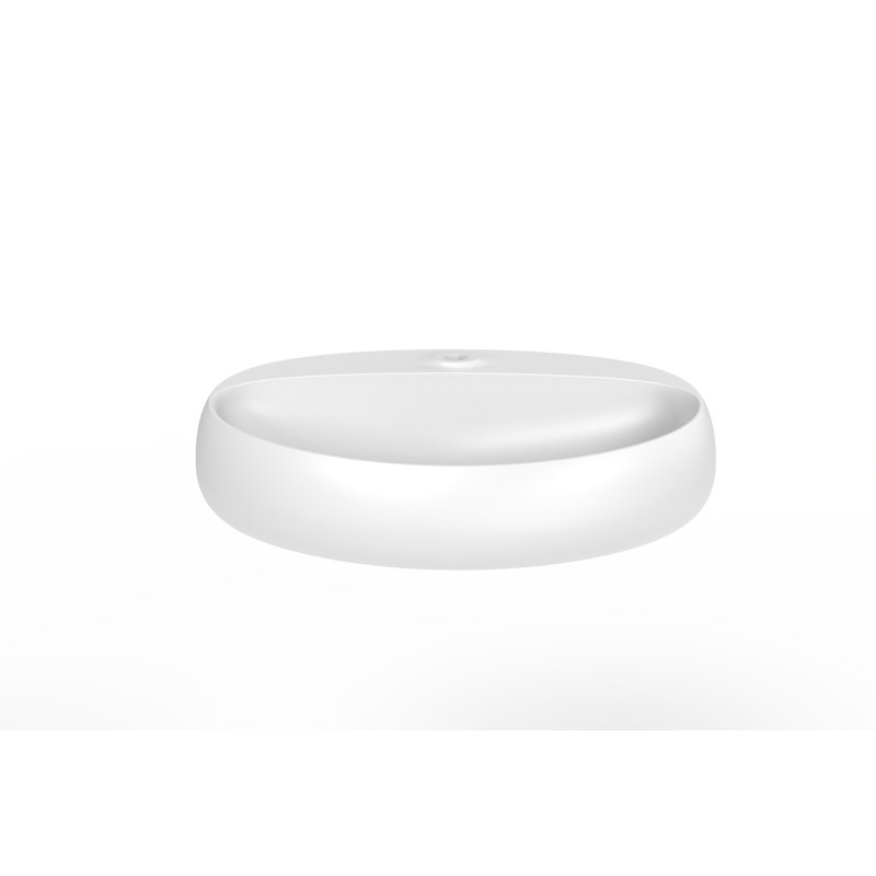 Lavabo de salle de bain mural ovale en porcelaine avec trop-plein 17,5 "CastelloUSA Rosaria, Blanc mat