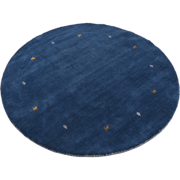 Handwoven Wool Gabbeh Uni Blue Rug