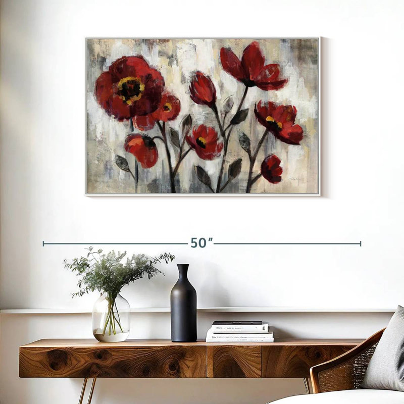 Simplicité florale, Cadre flottant blanc, 37 po x 25 po