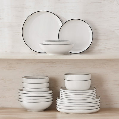 Porcelain China Dinnerware Set 24 Piece - Service for 6