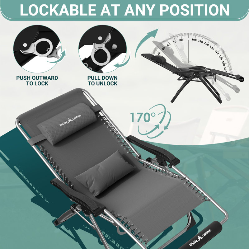 Dark Gray Oversized Zero Gravity Reclining Lounger with Cushions