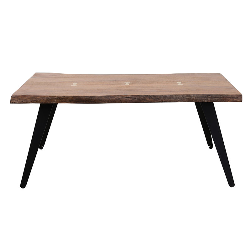 Table de salon de 47 po x 23,5 po x 17,5 po, style 95% bois, pieds café et métal, aspect moderne