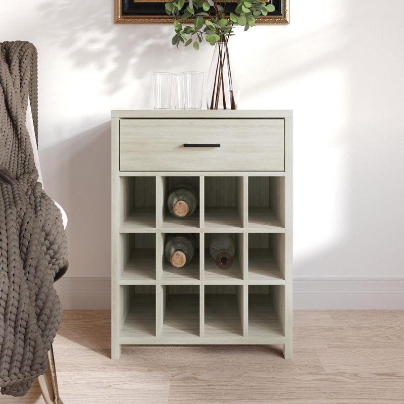 Armoire à tiroirs avec support à vin en gris clair, Gris clair