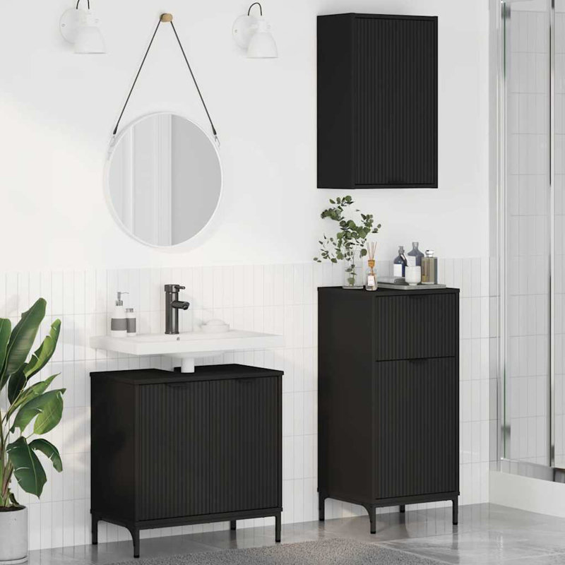 Bathroom Storage Furniture Set, Black