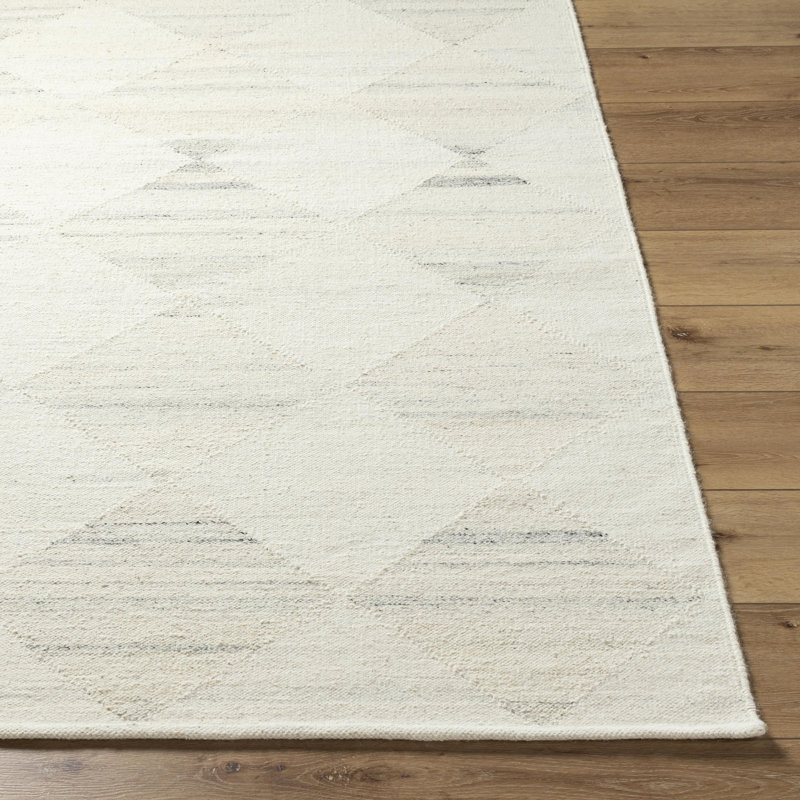 Midyat Wool Moroccan Area Rug in Cream, Rectangle 2' x 3'