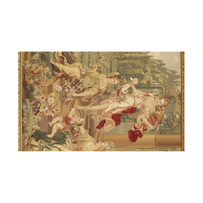 Hand-Knotted High-Quality Cream and Green Area Rug
