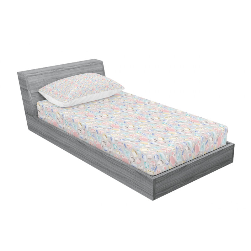 Microfiber Geometric Sheet Set, Twin Sheet Set with Fitted Sheet
