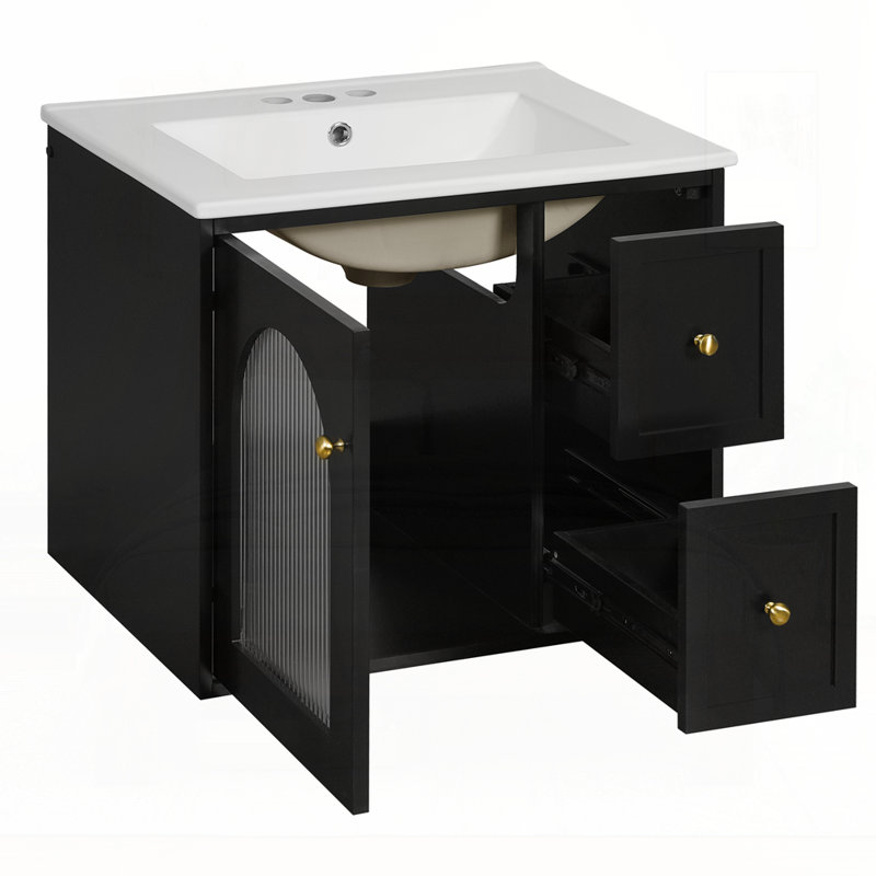 Armoire de salle de bain 24 "avec lavabo en céramique