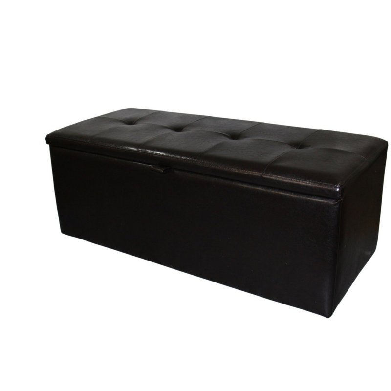 Banc de rangement rembourré en cuir de 18,5 po de hauteur