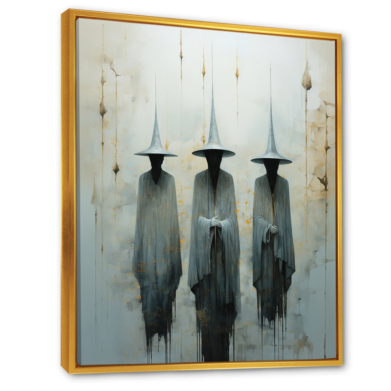 Minimalisme sorcières - impression, Cadre flottant doré, H 32 po x l 16 po x P 1 po