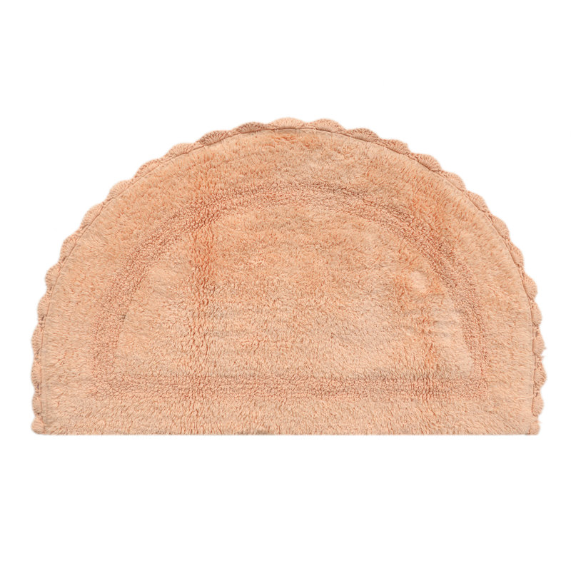 Tapis de bain demi-cercle en dentelle crochetée, Pêche