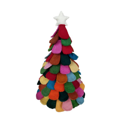 Handmade Multicolor Christmas Tree in Hand Felted Wool - Large