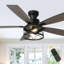 Ventilateur de plafond encastré industriel 52 po à 52 pales avec ensemble d'éclairage et ventilateur à télécommande 6 vitesses pour salon
