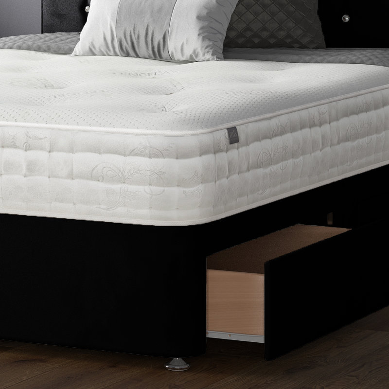 Fairley Divan Bed Base, Small Double (4'), Black, 2 Foot-end Drawers