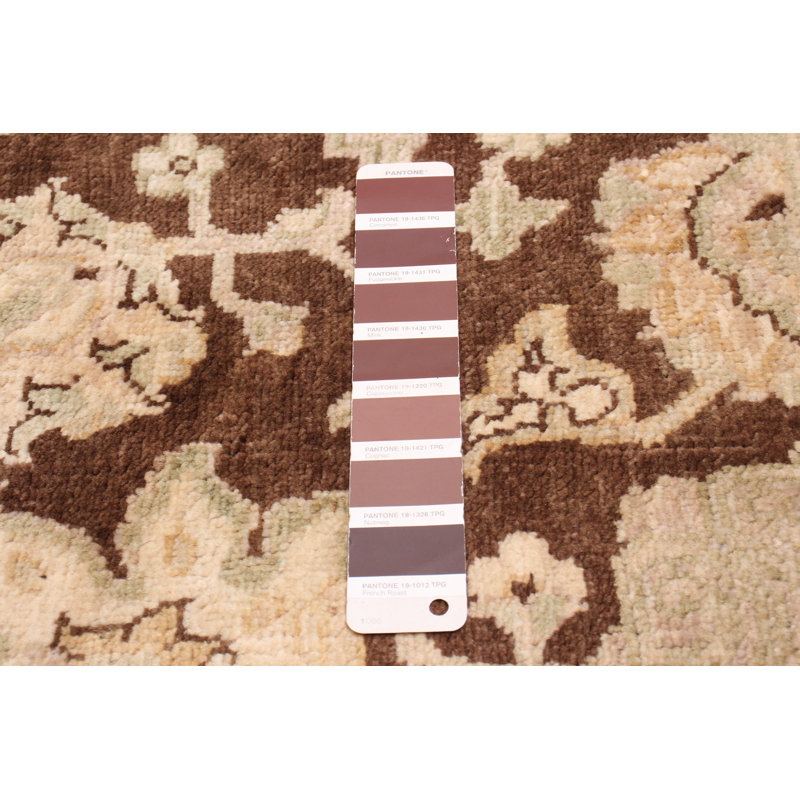 Tapis brun foncé en laine noué à la main de conception unique 8 pi x 9 pi 7 po New Age