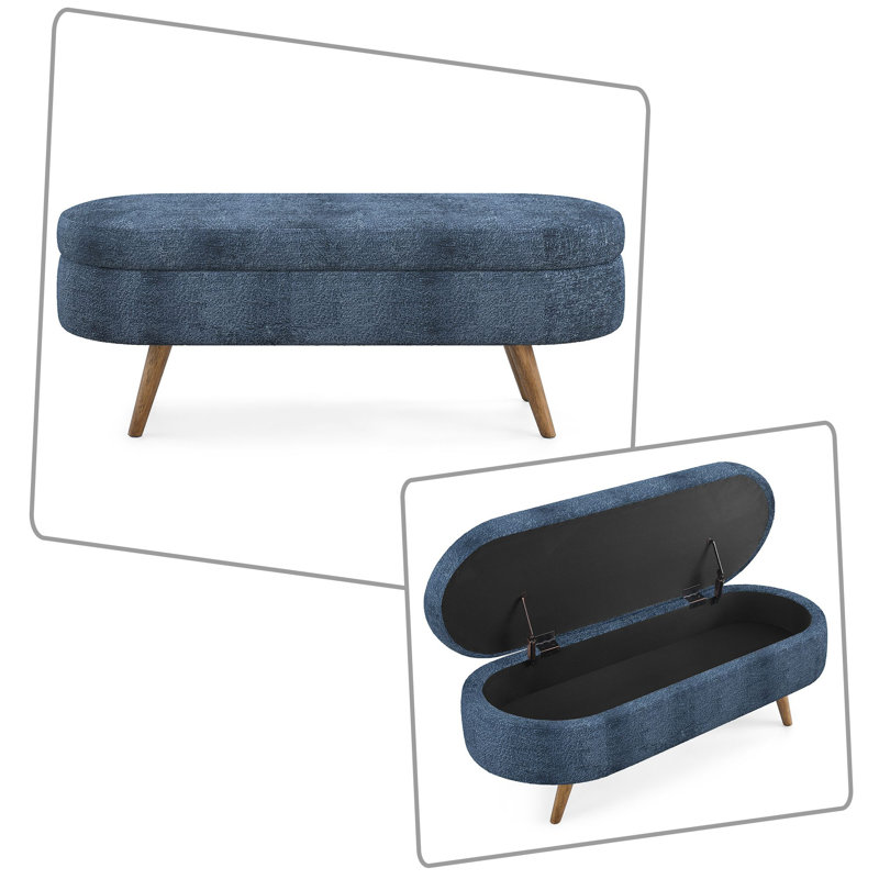 Banc de rangement rembourré Modern, Bleu