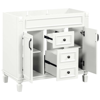 Meuble-lavabo 36 po sans lavabo supérieur, armoire seulement, armoire de rangement moderne avec 2 portes à fermeture douce et 2 tiroirs