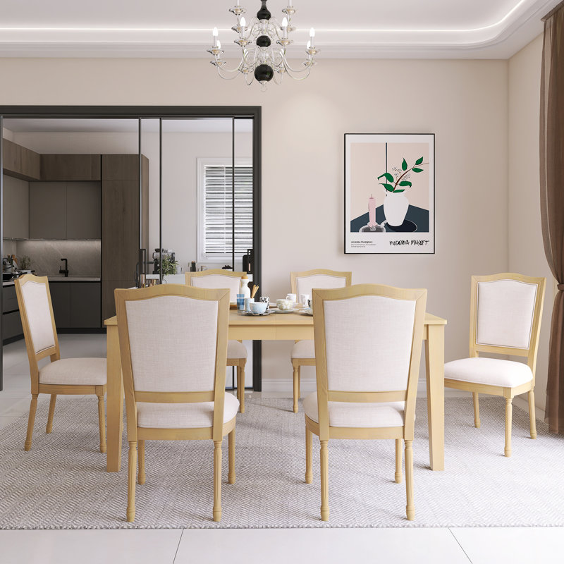 Ensemble de table de salle à manger 78 pièces 78,1 po avec rallonge amovible de 18 po et 2 tiroirs intégrés, Beige / Naturel