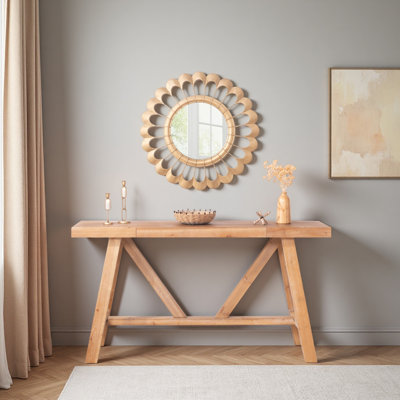 Farmhouse A- Frame Wood Console Table, 58.5"