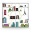 Bibliothèque blanche / jaune à 6 tablettes, structure en bois industriel pour le bureau et les espaces de vie-120649837