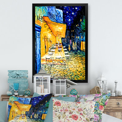 «Evening Terras In The City Lights», art mural traditionnel sur toile